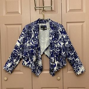 Chico's Black Label Jacket Asymmetrical Style Drape Front High Crisscross Size1